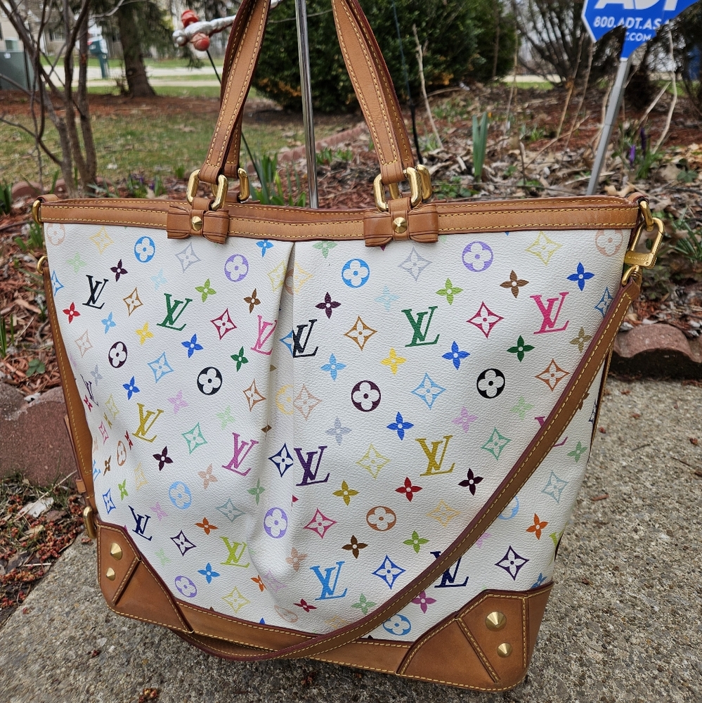 Auth Rare 2011 LOUIS VUITTON Takashi Murakami Multicolor Sharleen MM Tot…